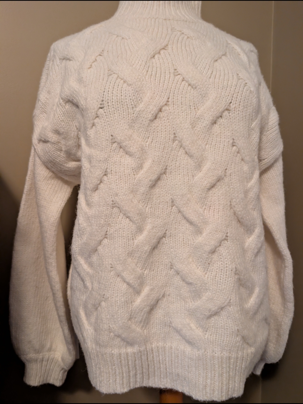 New Cozy Nine West White Cable Knit Wool Blend Turtleneck Sweater NWT S Small